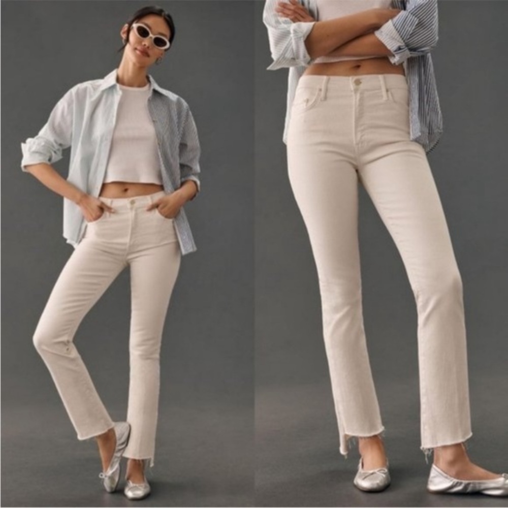 NWT Mother Jeans The Insider Crop Step Fray in Chalk Ivory - Picture 1 of 9